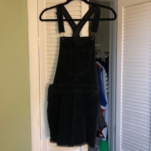 Denim black overall skirt